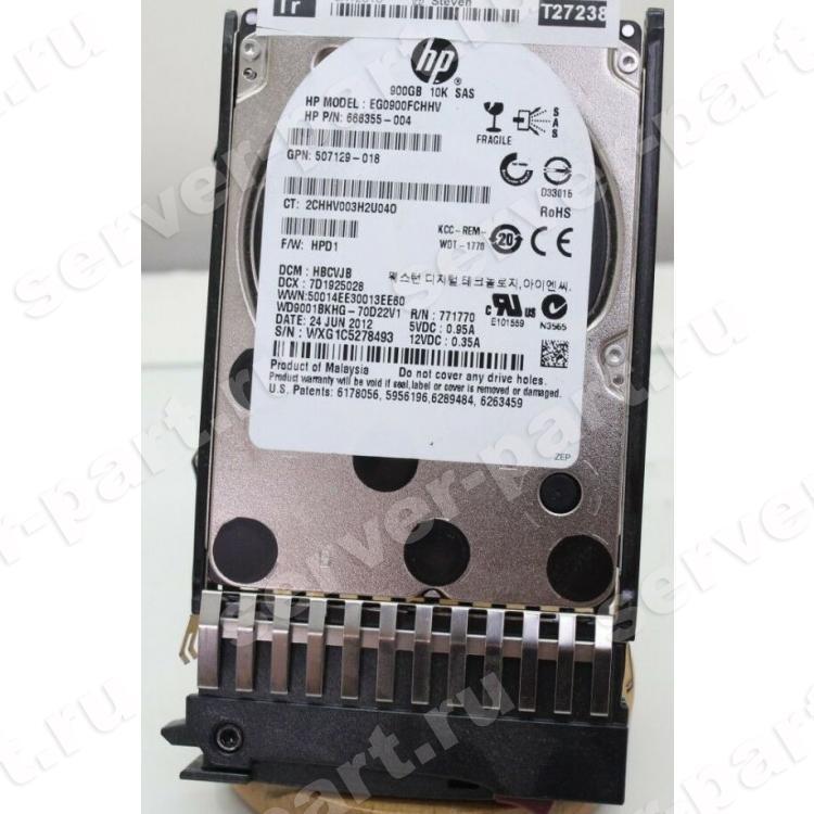 Жесткий Диск HP (Western Digital) XE WD9001BKHG-70D22V1 900Gb (U600/10000/32Mb) RAFF 6G SAS 2,5" For Gen4 Gen5 Gen6 Gen7 Integrity rx2800 i2 i4 rx6600 rx3600 rx2660(619463-001)