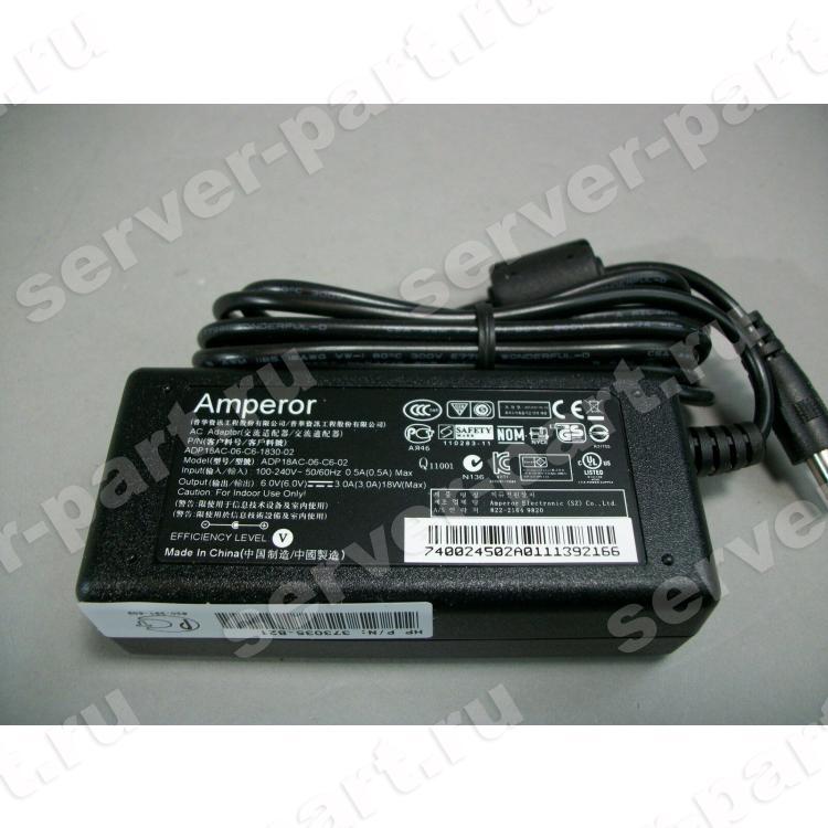 Блок Питания HP (Amperor) Input 100-240V 50/60Hz 0.5A Output 6V 3A 18Wt For 373035-B21(ADP18AC-06-C6-02)