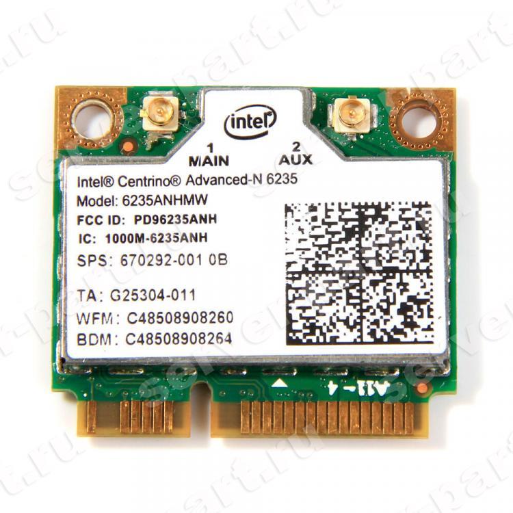Модуль WiFi Intel Centrino Advanced-N 6235 802.11a/b/g/n 300MBit/s 5Ghz 150MBit/s 2.4Ghz Bluetooth miniPCI-E(G55001-002)