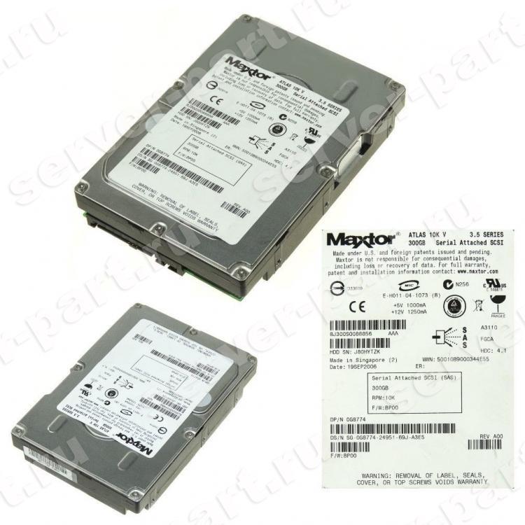 Жесткий Диск Maxtor Atlas 10K-V 300Gb (U300/10000/8Mb) SAS 3,5"(8J300S)