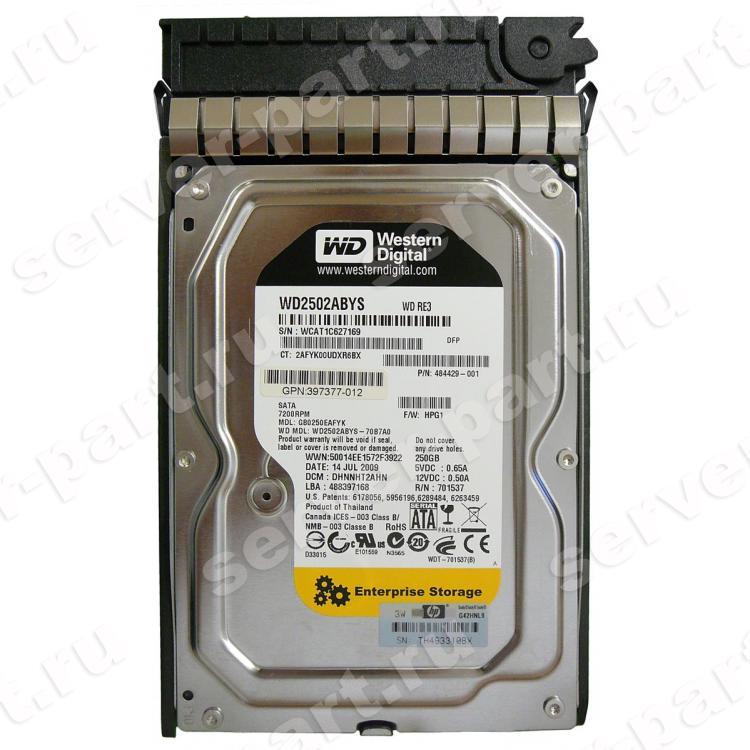 Жесткий Диск HP (Western Digital) RE3 WD2502ABYS-79B7A0 250Gb (U300/7200/16Mb) NCQ SATAII For Gen5 Gen5p Gen6 Gen7(397377-013)