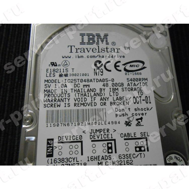 Жесткий Диск IBM Travelstar 48Gb (U66/5400/2Mb) IDE 12,5mm 2,5"(IC25T048ATDA05-0)