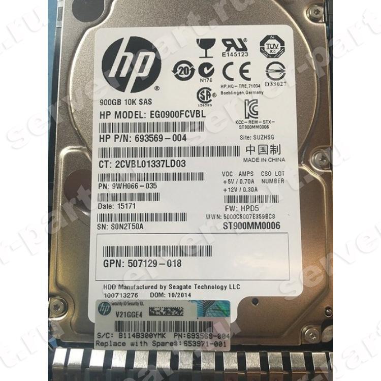 Жесткий Диск HP (Seagate) Savvio 10K.6 ST900MM0006 900Gb (U600/10000/64Mb) 6G SAS 2,5" For Gen4 Gen5 Gen6 Gen7 Integrity rx2800 i2 i4 rx6600 rx3600 rx2660(666355-004)