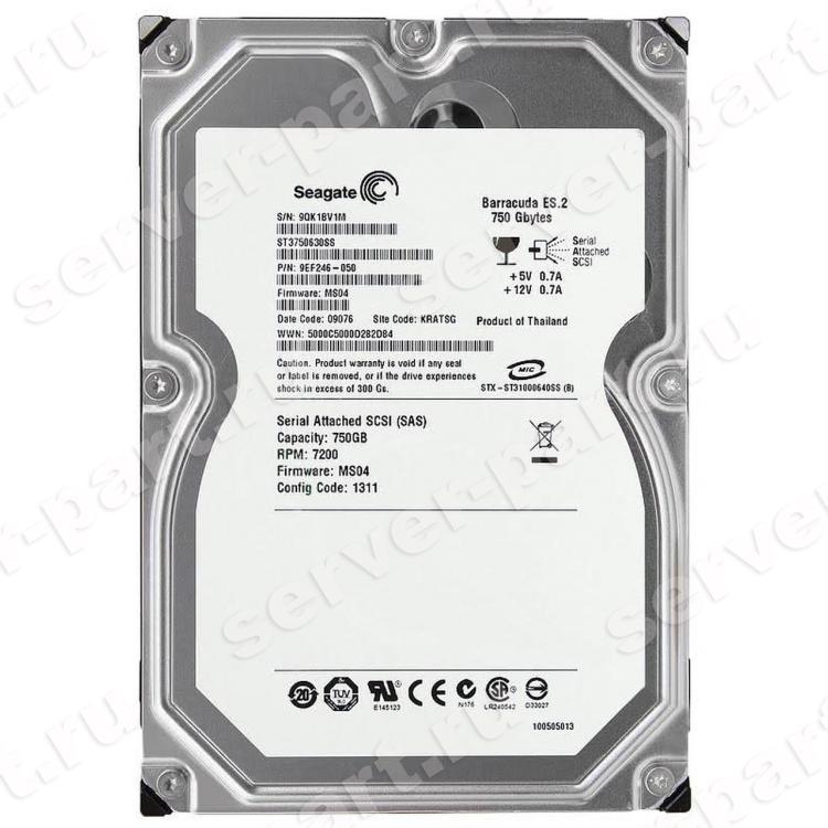 Жесткий Диск Seagate Barracuda ES.2 750Gb (U300/7200/16Mb) Dual Port SAS 3,5"(ST3750630SS)