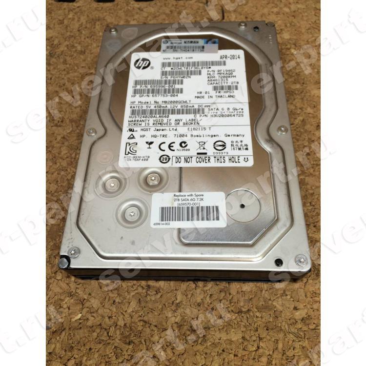 Жесткий Диск HP (Hitachi) Ultrastar 7K4000 HUS724020ALA640 2Tb (U600/7200/64Mb) 512n 6G SATAIII For Gen8 Gen9 Gen10(871332-002)