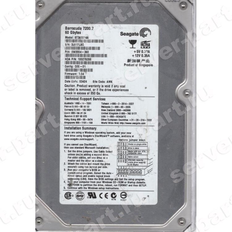 Жесткий Диск Seagate Barracuda 7200.7 60Gb (U100/7200/2Mb) IDE(ST360014A) Жесткий Диск Seagate Barracuda 7200.7 60Gb (U100/7200/2Mb) IDE(ST360014A)