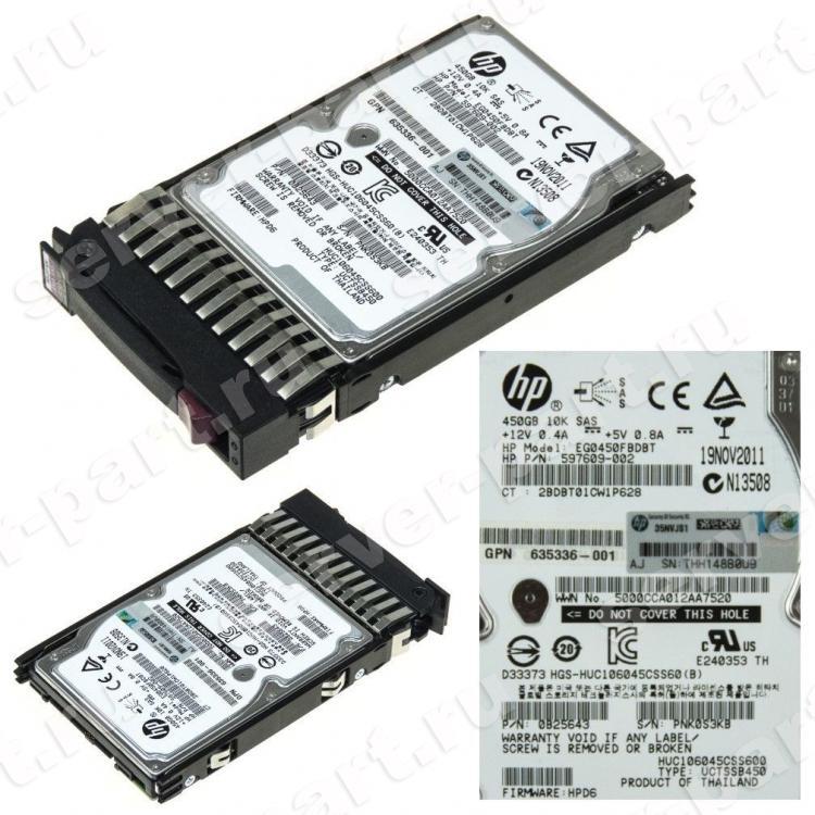 Жесткий Диск HP (Hitachi) Ultrastar C10K600 HUC106045CSS600 450Gb (U600/10000/64Mb) 6G SAS 2,5" For Gen4 Gen5 Gen6 Gen7 Integrity rx2800 i2 i4 rx6600 rx3600 rx2660(693569-002)