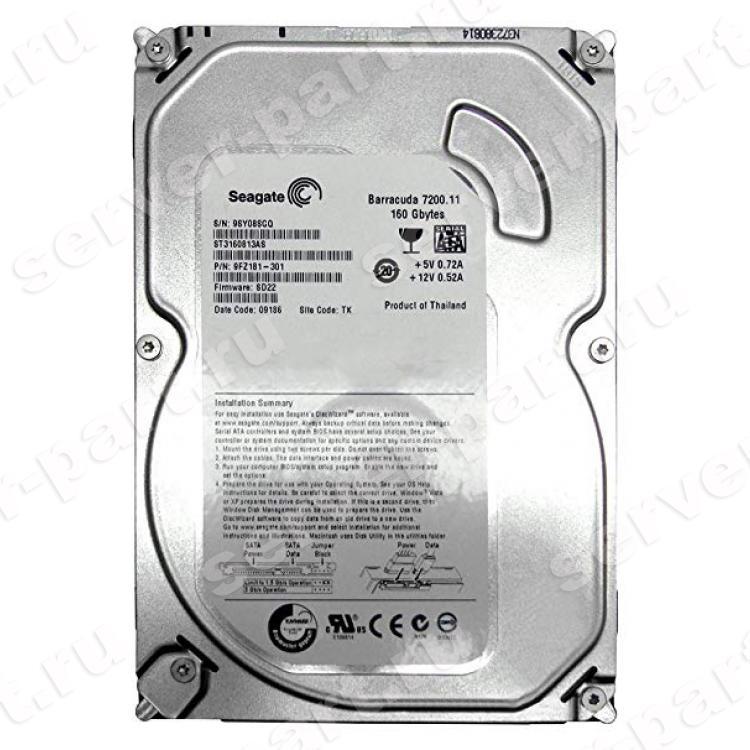 Жесткий Диск Seagate Barracuda 7200.11 160Gb (U300/7200/8Mb) NCQ SATAII(ST3160813AS)