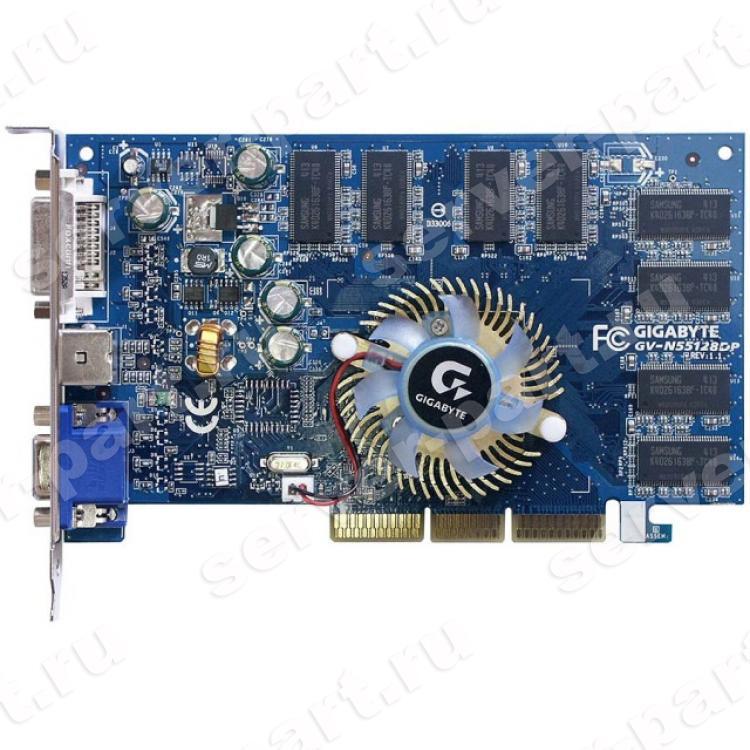 Видеокарта Gigabyte GF5FX5500 128Mb 128Bit DVI TV-Out AGP8x(GV-N55128DP)