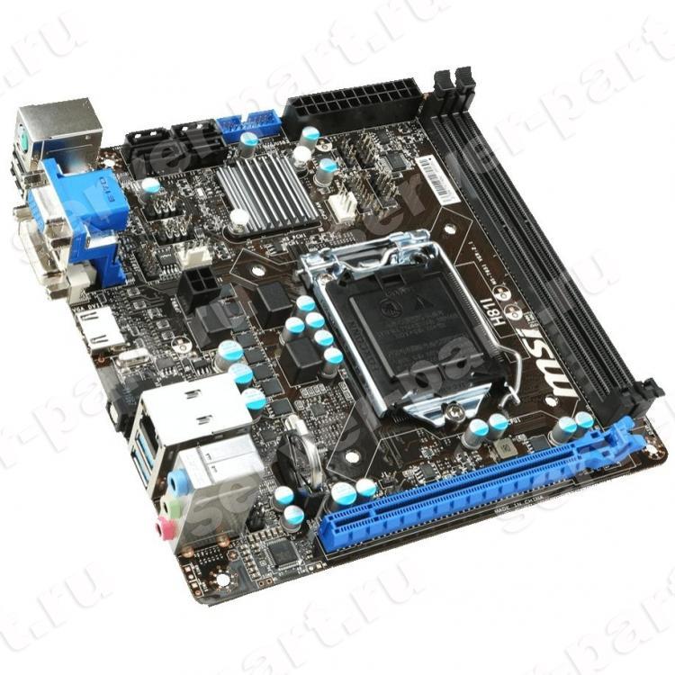 Материнская Плата MSI iH81 S1150 HT 2DualDDRIII 2SATAIII 2SATAII PCI-E16x3.0 Video DVI HDMI LAN1000 AC97-6ch 2USB3 Mini-ITX 5000Mhz(H81I)