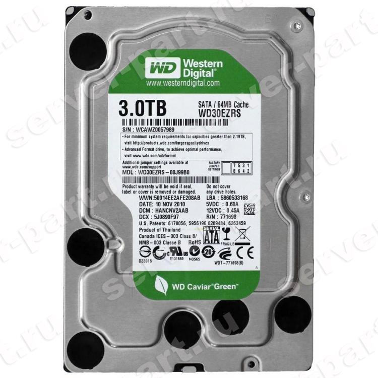 Жесткий Диск Western Digital Caviar Green 3Tb (U300/IntelliPower/64Mb) SATAII(WD30EZRS-00J99B0)