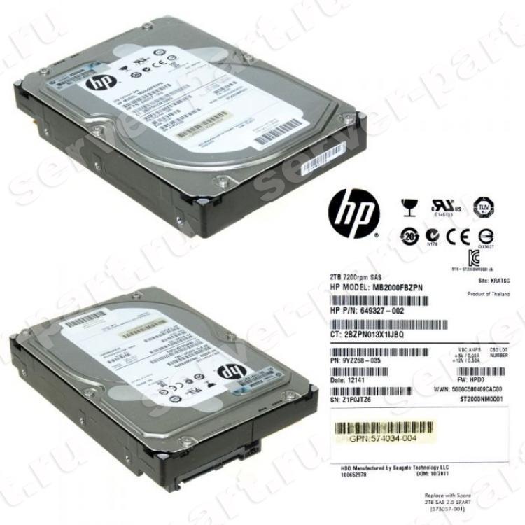 Жесткий Диск HP (Seagate) Constellation ES.1 ST2000NM0001 2Tb (U600/7200/64Mb) 6G SAS 3,5" For Gen4 Gen5 Gen6 Gen7 D2700 D6000(MB2000FBZPN)