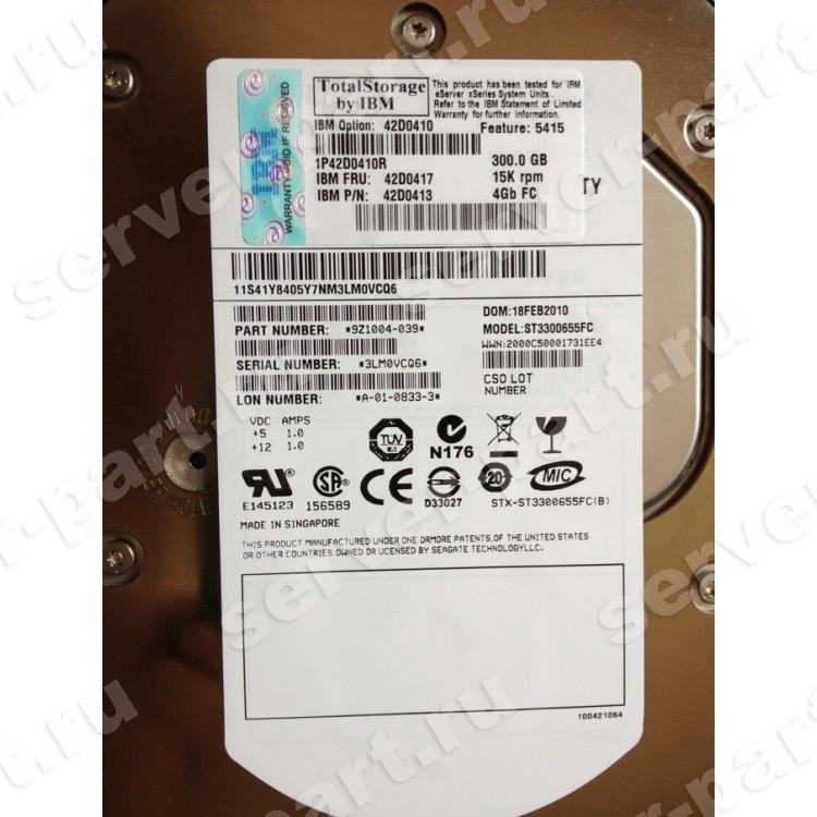 Жесткий Диск IBM System Storage (Fujitsu) MBA3300FD 300Gb (U4096/15000/16Mb) 40pin Fibre Channel 3,5" For DS5020 EXP520 DS5000 EXP5000 DS3950 EXP395 DS4800 DS4700 EXP810(44X3242)