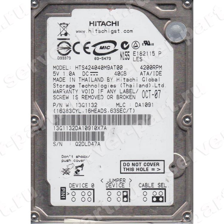Жесткий Диск Hitachi Travelstar 4K40 40Gb (U100/4200/2Mb) IDE 2,5"(13G1132)