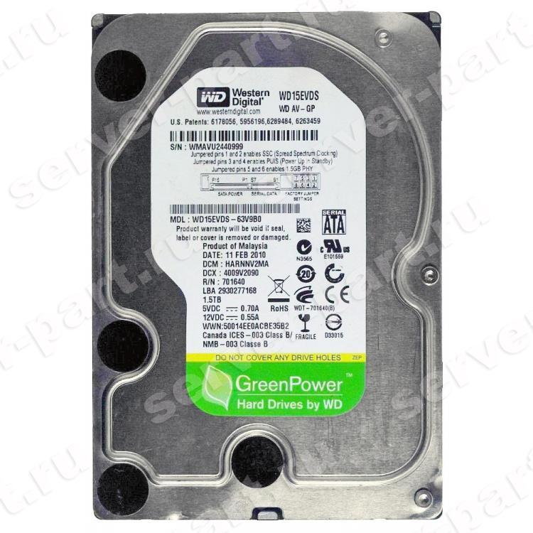Жесткий Диск Western Digital AV-GP 1,5Tb (U300/IntelliPower/32Mb) SATAII(WD15EVDS-68V9B0) Жесткий Диск Western Digital AV-GP 1,5Tb (U300/IntelliPower/32Mb) SATAII(WD15EVDS-68V9B0)