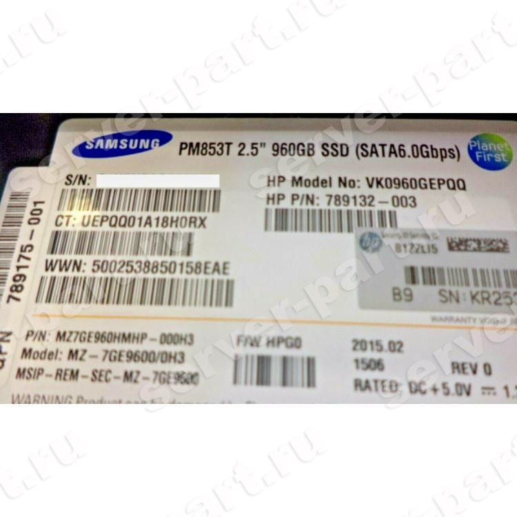 Твердотелый Накопитель SSD HP (Samsung) MZ-7GE9600/0H3 960Gb U600 6G SATAIII 2,5" For Gen7 Gen8 Gen9 Gen10(871768-B21)