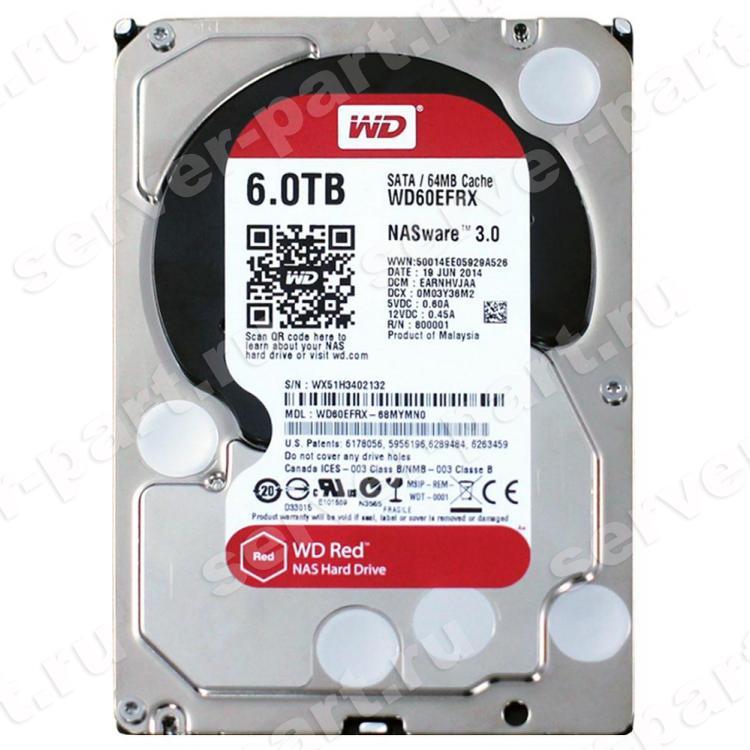 Жесткий Диск Western Digital Red Nasware 2.0 6Tb (U600/5400/64Mb) NCQ 6G SATAIII For NAS(WD60EFRX-68L0BN1)