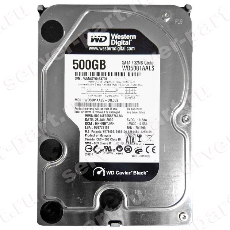 Жесткий Диск Western Digital Caviar Black 500Gb (U300/7200/32Mb) SATAII(WD5001AALS-00L3B2)