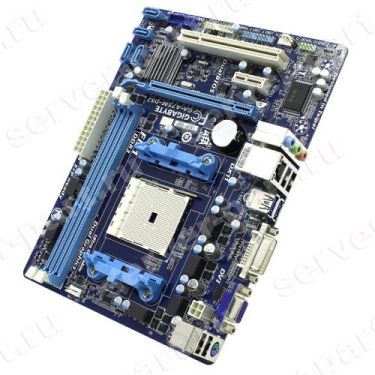 Материнская Плата Gigabyte v.2.0 A75 SocketFM1 2DualDDRIII 4SATAIII PCI-E16x PCI-E1x PCI SVGA DVI AC97-8ch LAN 2USB3 mATX(GA-A75M-DS2)