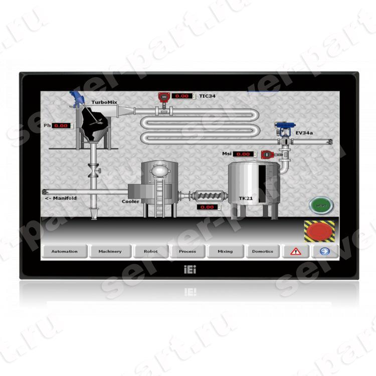 Промышленный 19" LCD монитор, разрешение 1366x768 SXGA, яркость 400кд/м2, емкостный сенсорный экран, алюминиевая передняя панель IP65, 1xVGA, 1xDP,(DM-FW19A/PC-R10)