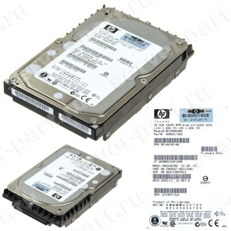 Жесткий Диск HP (Fujitsu) MAS3367NC 36,4Gb (U320/15000/8Mb) 80pin U320SCSI(286776-B22)