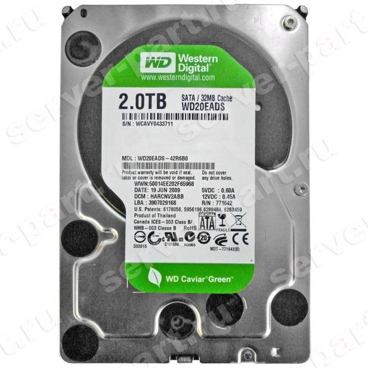Жесткий Диск Western Digital Caviar Green 2Tb (U300/IntelliPower/32Mb) SATAII(WD20EADS-00R6B0)