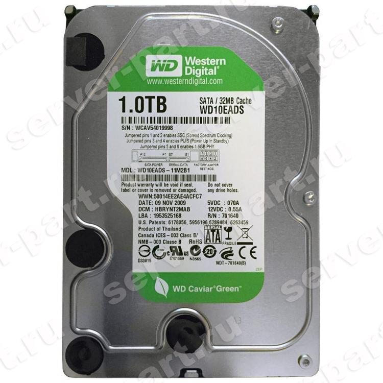 Жесткий Диск Western Digital Caviar Green 1Tb (U300/IntelliPower/32Mb) SATAII(WD10EADS-00M2B0)
