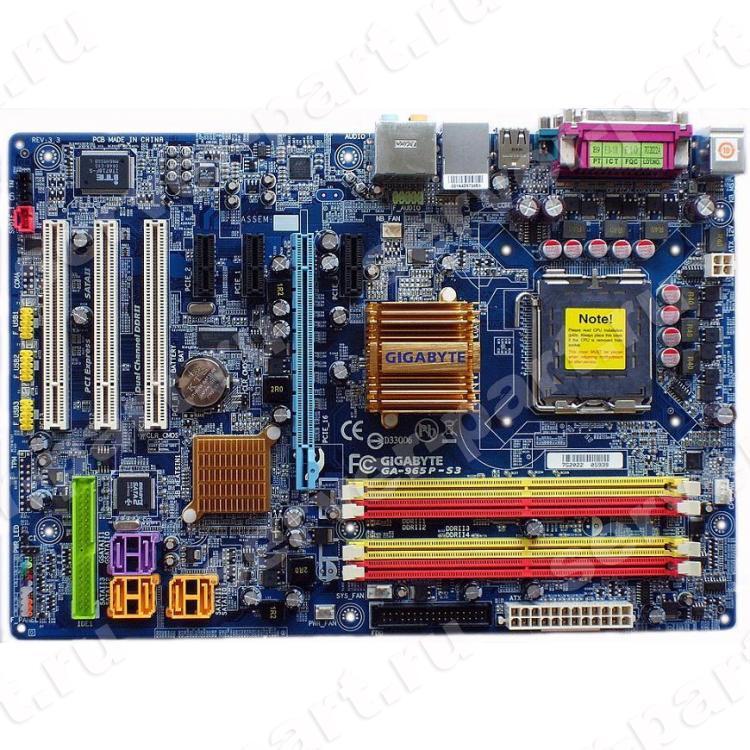 Материнская Плата Gigabyte rev.3.4 i965P S775 HT 4DualDDRII-800 6SATAII U100 PCI-E16x 3PCI-E1x 3PCI LAN1000 AC97-8ch ATX(GA-965P-S3)