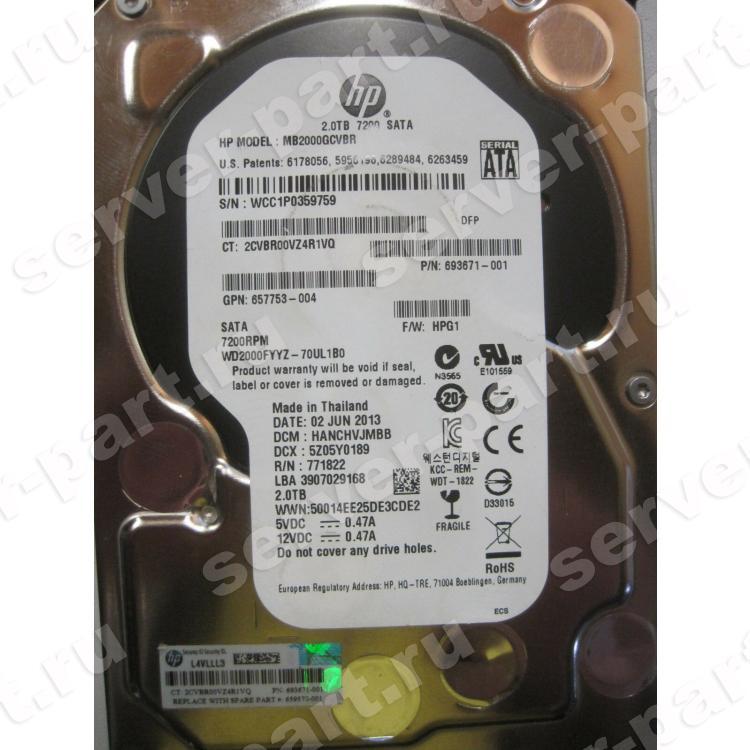 Жесткий Диск HP (Western Digital) RE WD2000FYYZ-70UL1B0 2Tb (U600/7200/64Mb) NCQ TLER 512n 6G RAFF SATAIII For Gen8 Gen9 Gen10(677193-001) Жесткий Диск HP (Western Digital) RE WD2000FYYZ-70UL1B0 2Tb (U600/7200/64Mb) NCQ TLER 512n 6G RAFF SATAIII For Gen8 Gen9 Gen10(677193-001)