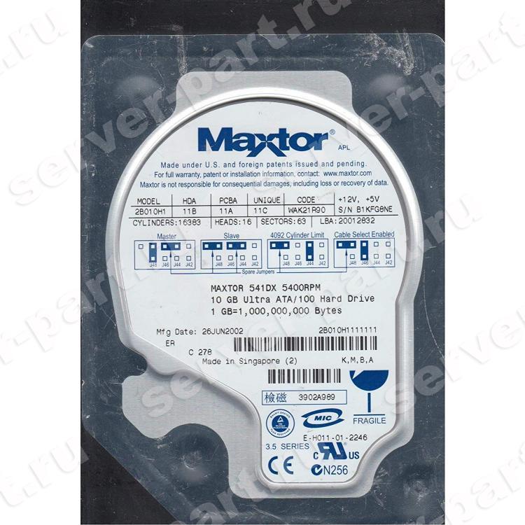 Жесткий Диск Maxtor 541DX 10Gb (U100/5400/2Mb) IDE(2B010H1)