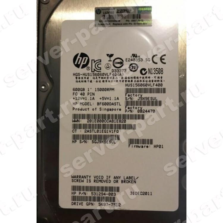 Жесткий Диск HP (Hitachi) Ultrastar 15K600 HUS156060VLF400 600Gb (U4096/15000/64Mb) 40pin Fibre Channel 3,5" For StorageWorks EVA 4400 6400 8400 M6412 EVA 4100 4000 6100 6000 8100 8000 M5314(495808-001)