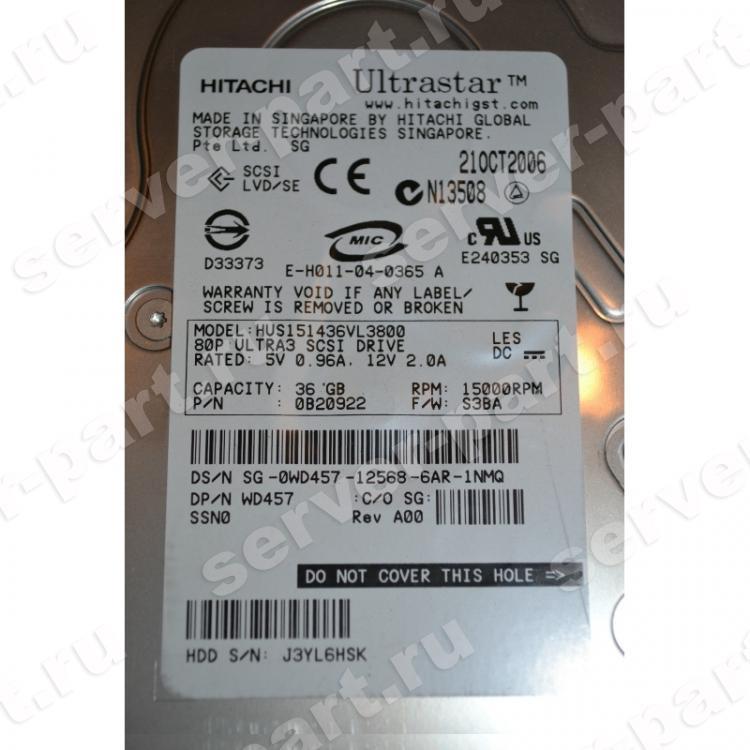 Жесткий Диск Hitachi Ultrastar 15K147 36,7Gb (U320/15000/16Mb) 80pin U320SCSI(HUS151436VL3800)