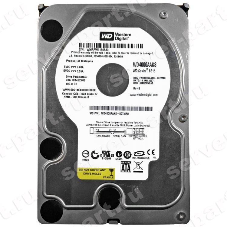 Жесткий Диск Western Digital Caviar Blue 400Gb (U300/7200/16Mb) SATAII(WD4000AAKS)