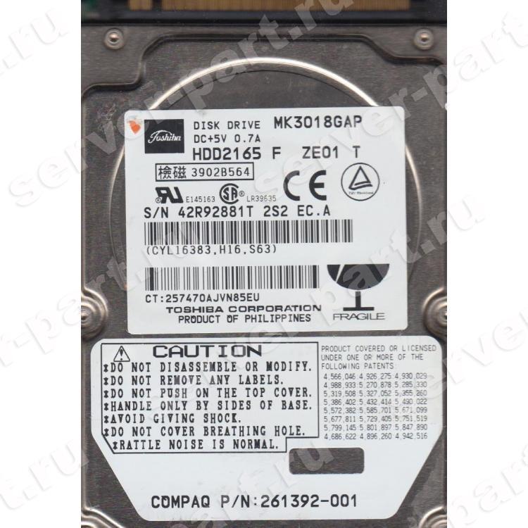Жесткий Диск Toshiba 30Gb (U100/4200/2Mb) IDE 2,5"(MK3018GAP)