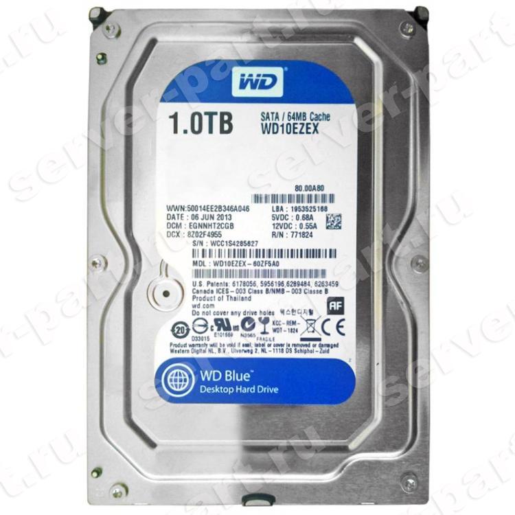 Жесткий Диск Western Digital Blue 1Tb (U600/7200/64Mb) 6G SATAIII(WD10EZEX-60ZF5A0)