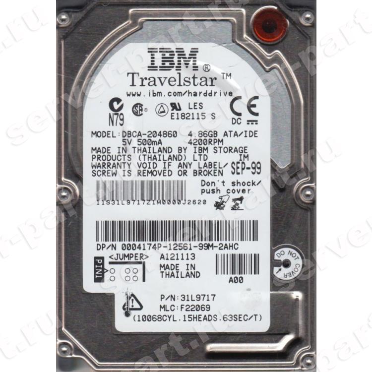 Жесткий Диск IBM Travelstar 6GN DBCA-204860 4,8Gb (U66/4200/0,5Mb) IDE 2,5"(DBCA-204860)