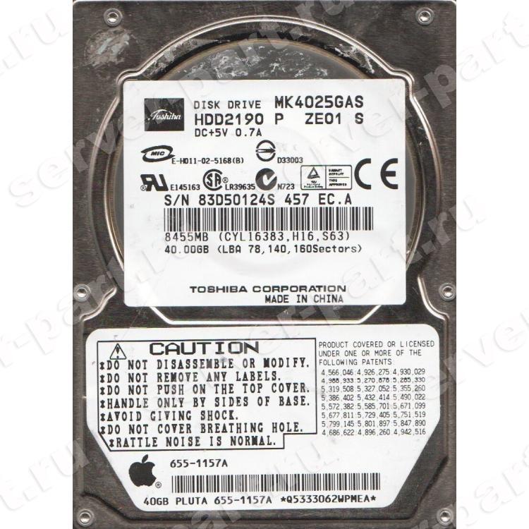 Жесткий Диск Toshiba 40Gb (U100/4200/8Mb) IDE 2,5"(MK4025GAS)