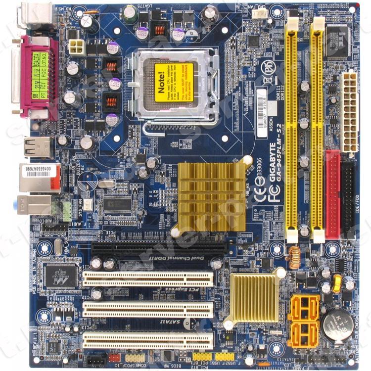 Материнская Плата Gigabyte i945PL S775 HT 2DualDDRII-533 4SATAII U100 PCI-E16x 3PCI LAN1000 AC97-8ch ATX(GA-945PLM-S2)