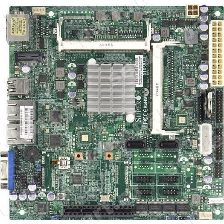 Материнская Плата SuperMicro CPU Intel Celeron J1900 1.9Ghz 2SO-DIMM DDR3 2SATAII PCI-E8x SVGA HDMI DP 2LAN1000 AC97-8ch USB3.0 Mini-ITX(X10SBA-L)