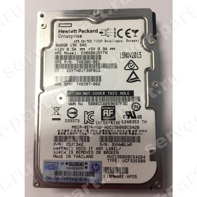 Жесткий Диск HP (HGST) Ultrastar C15K600 HUC156060CS4204 600Gb (U1200/15000/128Mb) AF Secure Erase 512e 12G SAS 2,5" For Proliant Gen5 Gen6 Gen7 Gen8 Gen9 Gen10 D6000 D6020 D3600 D3610 D3700 D3710 D2600 D2700 Apollo Gen9 Gen10(765867-001)