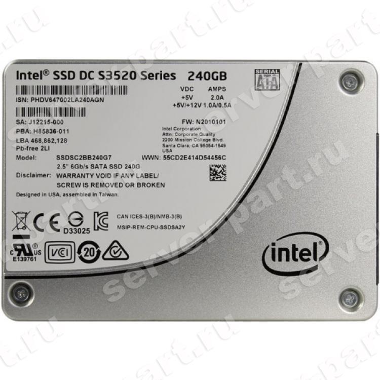 Твердотелый Накопитель SSD Intel SSD DC S3520 Series 240Gb 320Мб/сек TRIM 3D1 MLC AES 6G SATAIII 2,5" 7mm(SSDSC2BB240G701)