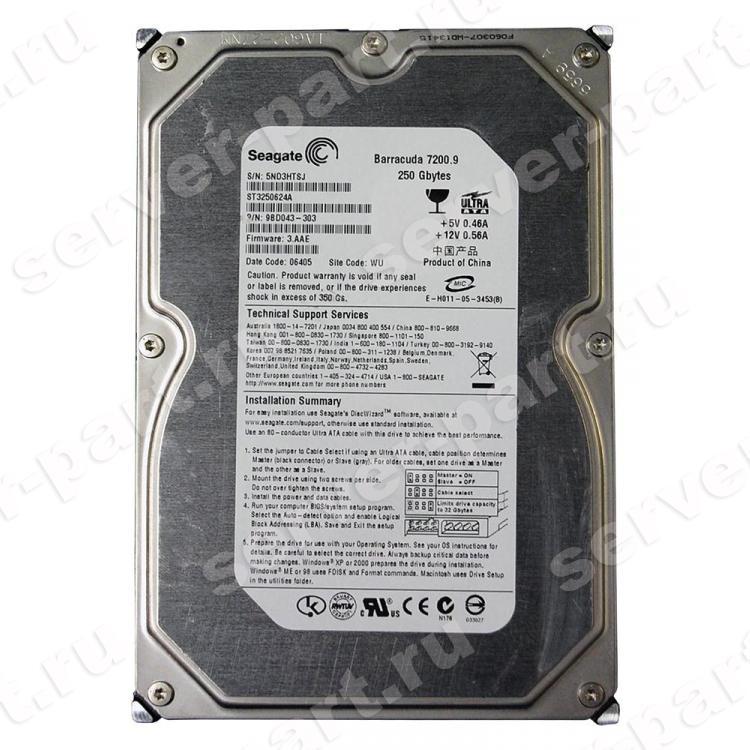 Жесткий Диск Seagate Barracuda 7200.9 250Gb (U100/7200/16Mb) IDE(ST3250624A)