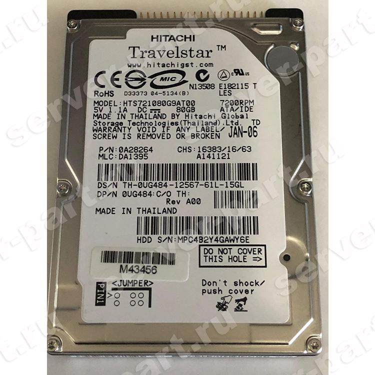 Жесткий Диск Hitachi Travelstar 7K100 80Gb (U100/7200/8Mb) IDE 2,5"(HTS721080G9AT00)