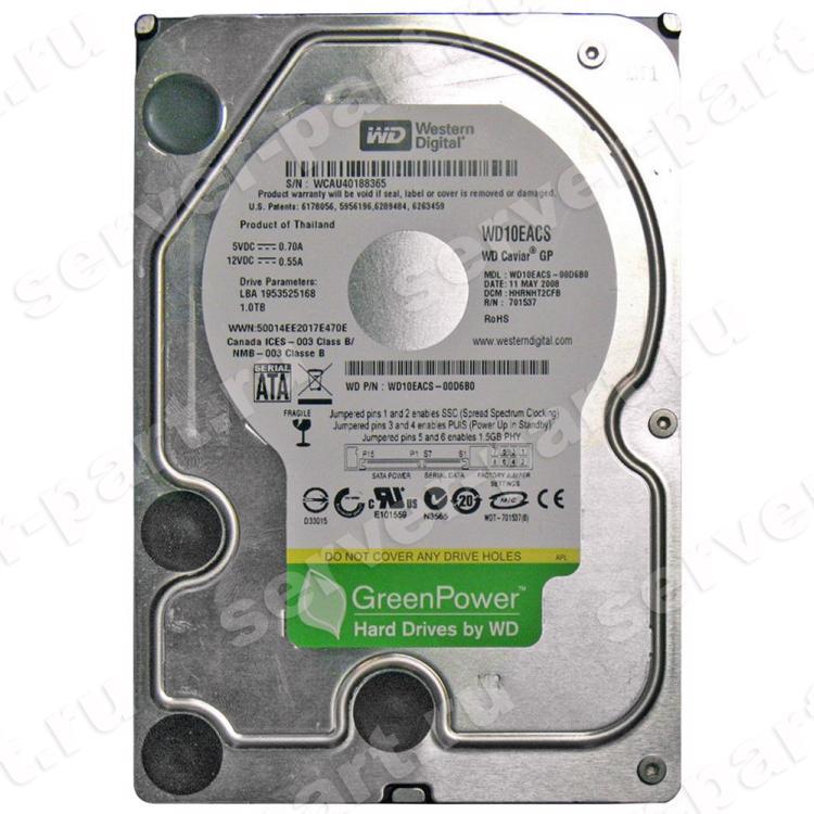 Жесткий Диск Western Digital Caviar Green 1Tb (U300/IntelliPower/16Mb) SATAII(WD10EACS)