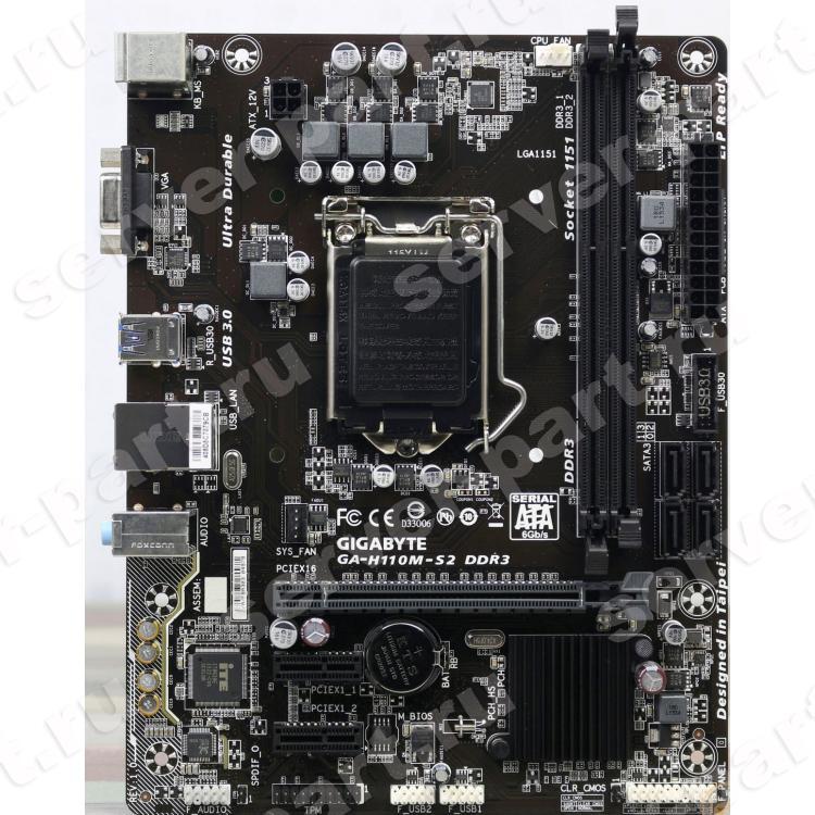 Материнская Плата Gigabyte iH110 S1151 HT 2DualDDRIII 4SATAIII PCI-E16x3.0 2PCI-E1x Video LAN1000 AC97-8ch 2USB3 mATX(GA-H110M-S2 DDR3)