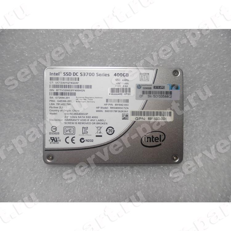 Твердотелый Накопитель SSD HP (Intel) SSD DC S3700 Series SSDSC2BA400G3P 400Gb TRIM MLC 6G SATAIII 2,5" 7mm For Gen7 Gen8 Gen9 Gen10(691856-B21)