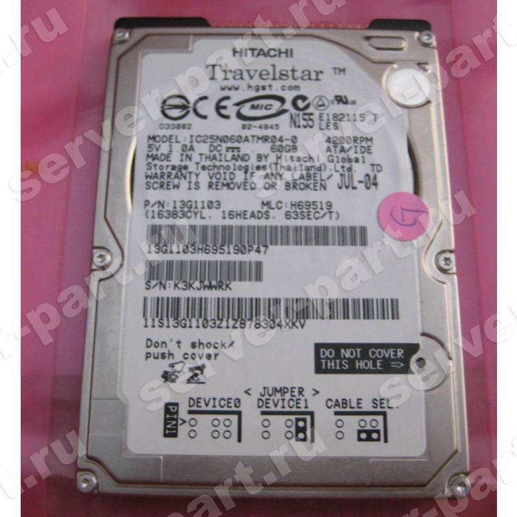 Жесткий Диск Hitachi Travelstar 60Gb (U100/4200/2Mb) IDE 2,5"(IC25N060ATMR04-0)