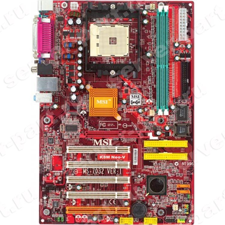 Материнская Плата Micro-Star NeoV K8M800 S754 2DDR400 SATARAID U133 AGP8x 3PCI SVGA AC97 LAN IEEE1394 ATX(MS-7032 K8M)