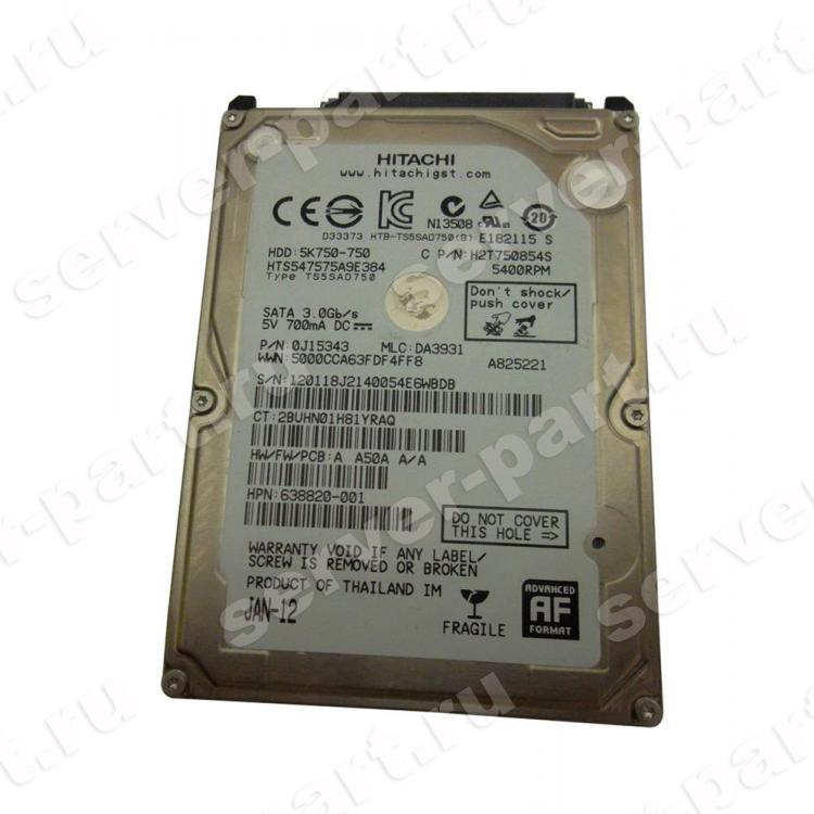 Жесткий Диск Hitachi Travelstar 5K750 750Gb (U300/5400/8Mb) SATAII 2,5"(HTS547575A9E384)