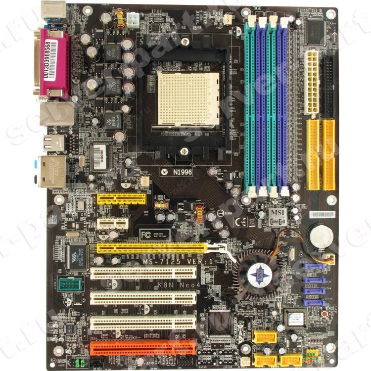 Материнская Плата Micro-Star nForce4 S939 4DualDDR400 4SATA U133 PCI-E16x PCI-E4x PCI-E1x 3PCI AC97-8ch LAN1000 ATX(MS-7125)